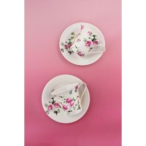 Pink ivy rose altın yaldızlı 2 kişilik çay fincan takımı