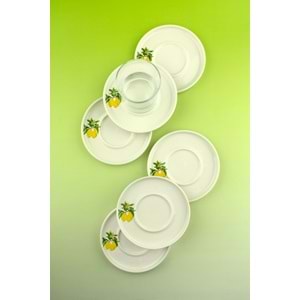 Limon 12 parça 6 kişilik porselen çay takımı