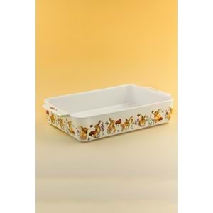 Tavşan dikdörtgen porselen tepsi