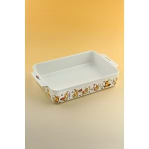 Tavşan dikdörtgen porselen tepsi