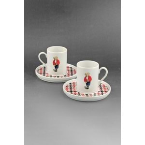 Teddy bear jeans iki kişilik porselen kahve fincan takımı