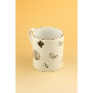 Marjinal altın yaldızlı porselen kupa