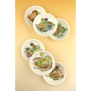 Cheese & wine 6 parça porselen çerezlik