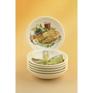 Cheese & wine 6 parça porselen çerezlik