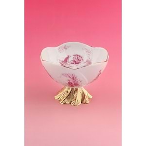 Gül kurusu İngiliz metal ayaklı porselen kase