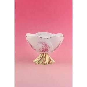 Gül kurusu İngiliz metal ayaklı porselen kase