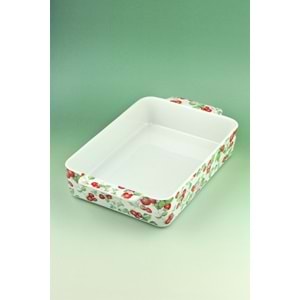 Çilek dikdörtgen porselen fırın kabı