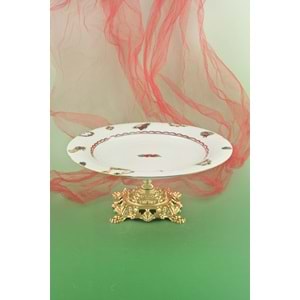 Christmas toys gold metal ayaklı tabak