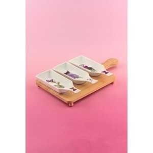 Botanik bambu standlı 4 parça çerezlik