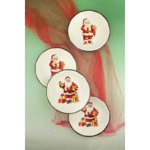 Santa joy 4 parça akıtma porselen pasta tabağı