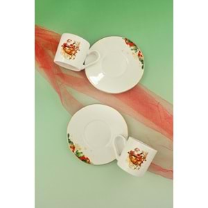 Christmas reindeer altın yaldızlı iki kişilik kahve fincan takımı