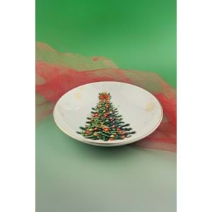Christmas tree altın yaldızlı porselen salata kasesi