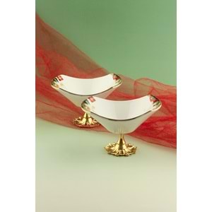 Christmas tree 2 adet altın yaldızlı metal ayaklı porselen kase