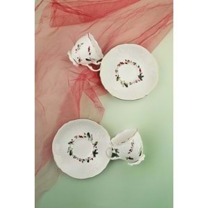 Christmas altın yaldızlı 2 kişilik porselen kahve fincan takımı