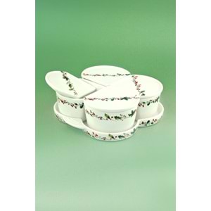 Christmas 4 lü porselen kapaklı kahvaltılık