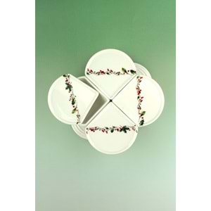 Christmas 4 lü porselen kapaklı kahvaltılık