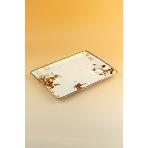 Retro golden christmas porselen tepsi