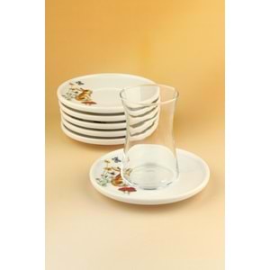 Tavşan12 parça 6 kişilik porselen çay takımı