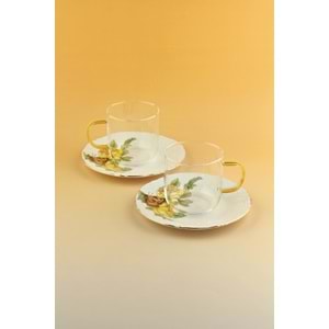 Yellow butterfly iki kişilik çay kupa takımı