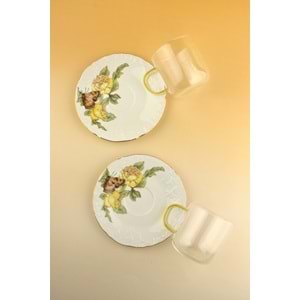 Yellow butterfly iki kişilik çay kupa takımı