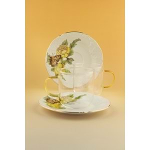 Yellow butterfly iki kişilik çay kupa takımı