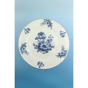 Blue flowers gümüş metal ayaklı tabak