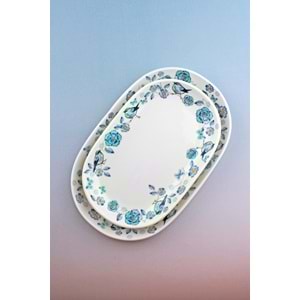 Mavi kuş 2 boy porselen kayık tabak