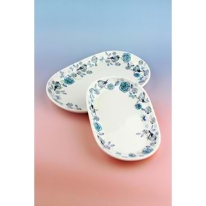 Mavi kuş 2 boy porselen kayık tabak