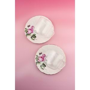 Pembe gül iki kişilik çay kupa takımı