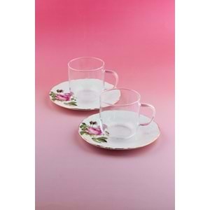 Pembe gül iki kişilik çay kupa takımı