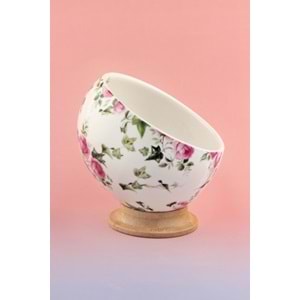 Pink ivy bambu ayaklı porselen kase