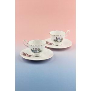 Altın yaldızlı markis 2 kişilik kahve fincan takımı