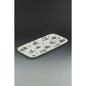 Siyah royal porselen sunum tabağı/tepsisi