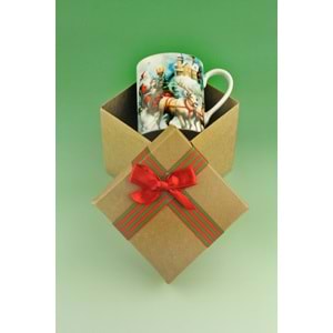 Merry X'mas altın yaldızlı porselen kupa yılbaşı hediye kutulu