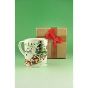 Snowy altın yaldızlı porselen kupa yılbaşı hediye kutulu