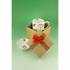 Christmas toys altın yaldızlı porselen kupa & çerezlik yılbaşı hediye kutulu