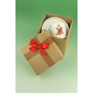 Santa joy tek kişilik porselen kahve fincan takımı yılbaşı hediye kutulu