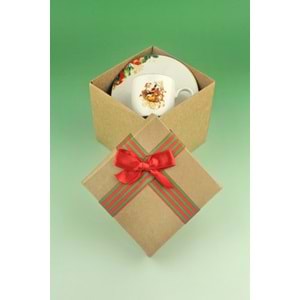 Christmas reindeer tek kişilik porselen kahve fincan takımı yılbaşı hediye kutulu