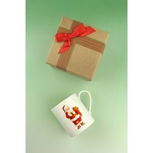 Santa altın yaldızlı porselen kupa yılbaşı hediye kutulu