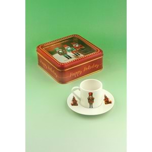 Nutcrackers porselen kahve fincan takımı metal yılbaşı hediye kutulu
