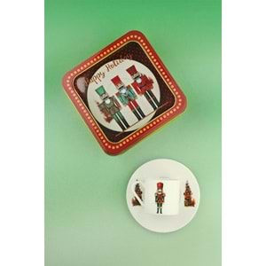 Nutcrackers porselen kahve fincan takımı metal yılbaşı hediye kutulu