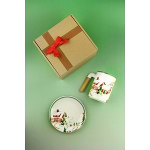 Snowy porselen kupa & kurabiye tabağı yılbaşı hediye kutulu