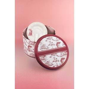 İnci serisi pembe İngiliz 4 kişilik porselen çay takımı & metal kutulu