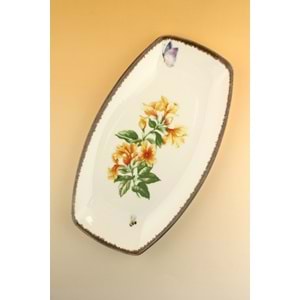 Retro sarı salkım büyük boy porselen kayık tabak