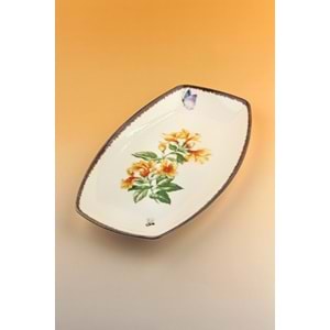Retro sarı salkım büyük boy porselen kayık tabak