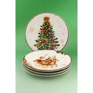 Retro new christmas 4 parça porselen servis tabağı