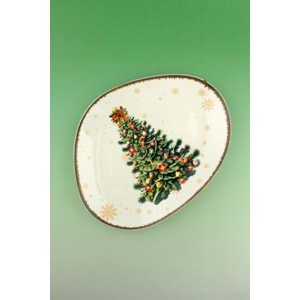 Retro christmas tree porselen servis/sunum tabağı