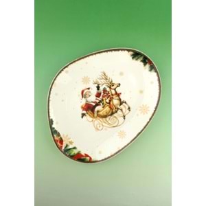 Retro christmas reindeer porselen servis/sunum tabağı