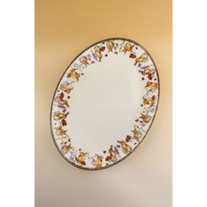 Retro tavşan büyük boy porselen kayık tabak