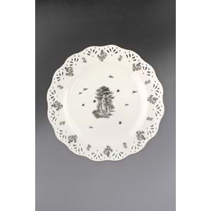 Royal siyah gümüş metal ayaklı servis tabağı